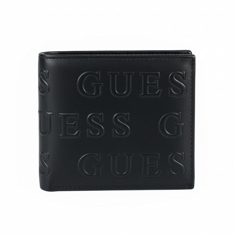 GUESS Embossed Logo Black Bifold Leather Wallet ⚫️🔠💳