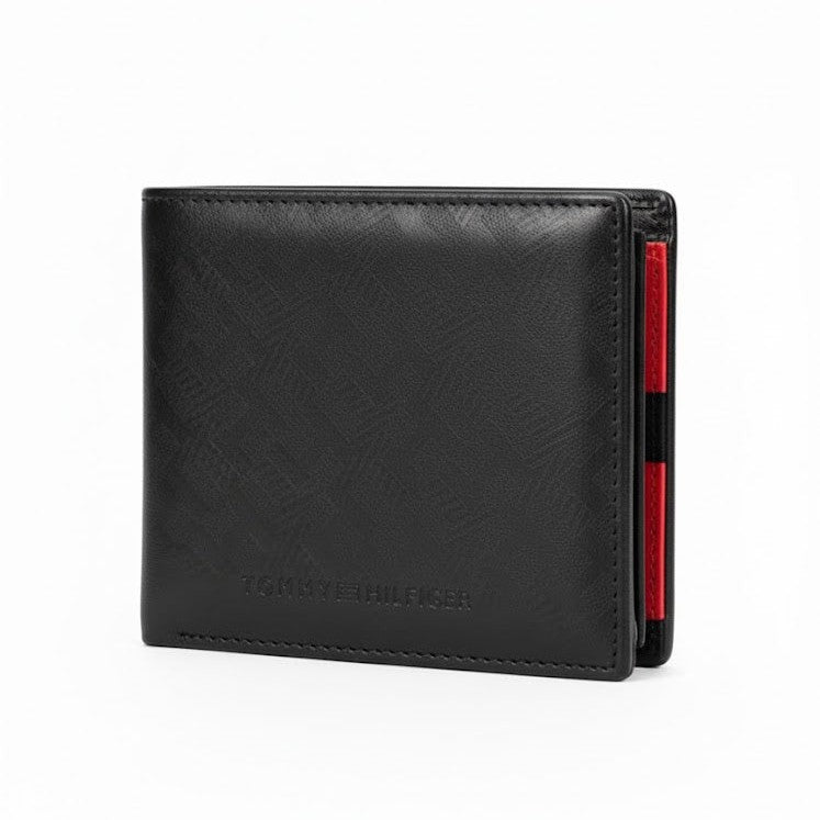 Tommy Hilfiger Black Textured Bi-Fold Wallet 💼🖤✨