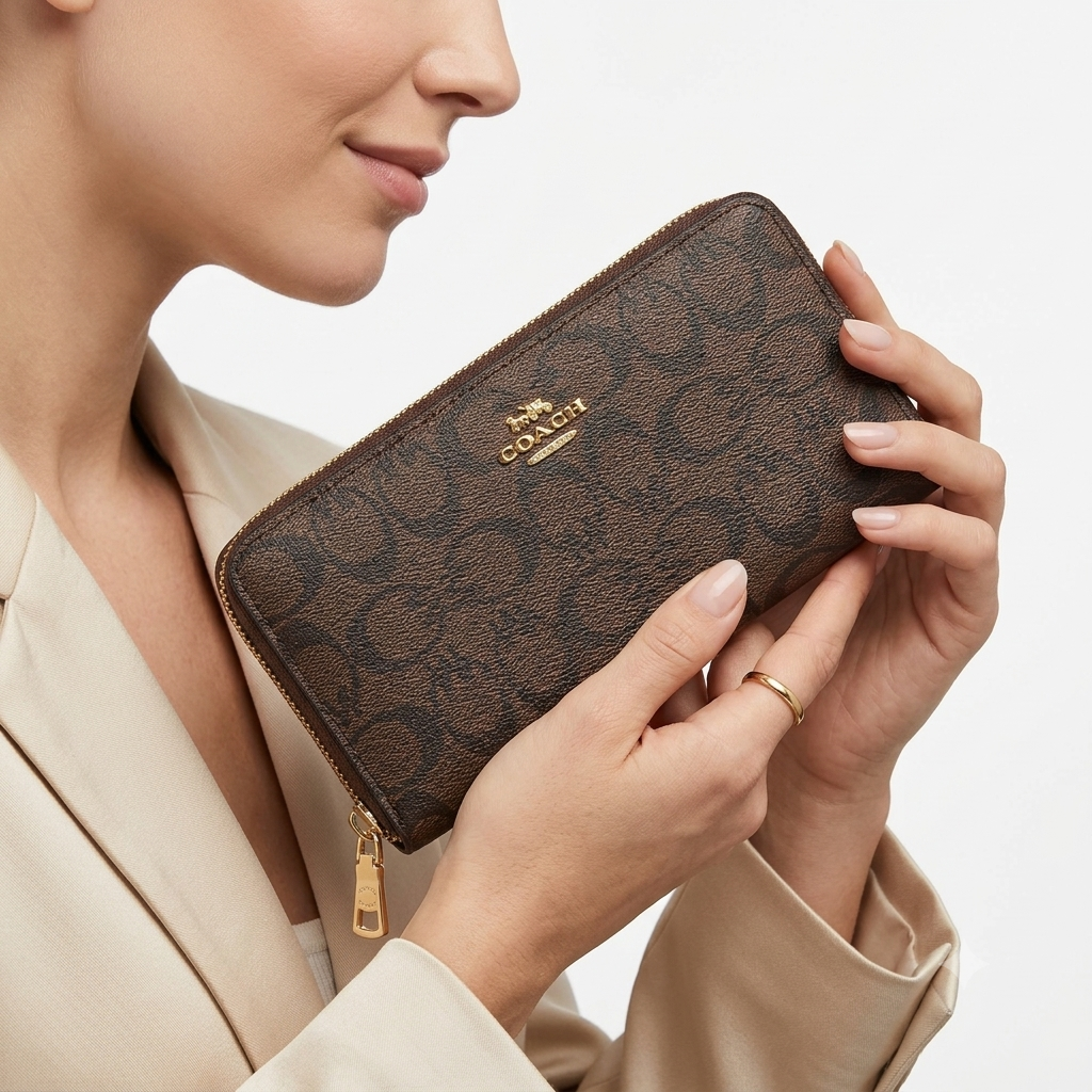 Louie Dennis Signature Brown Monogram Wallet and Pouch Set