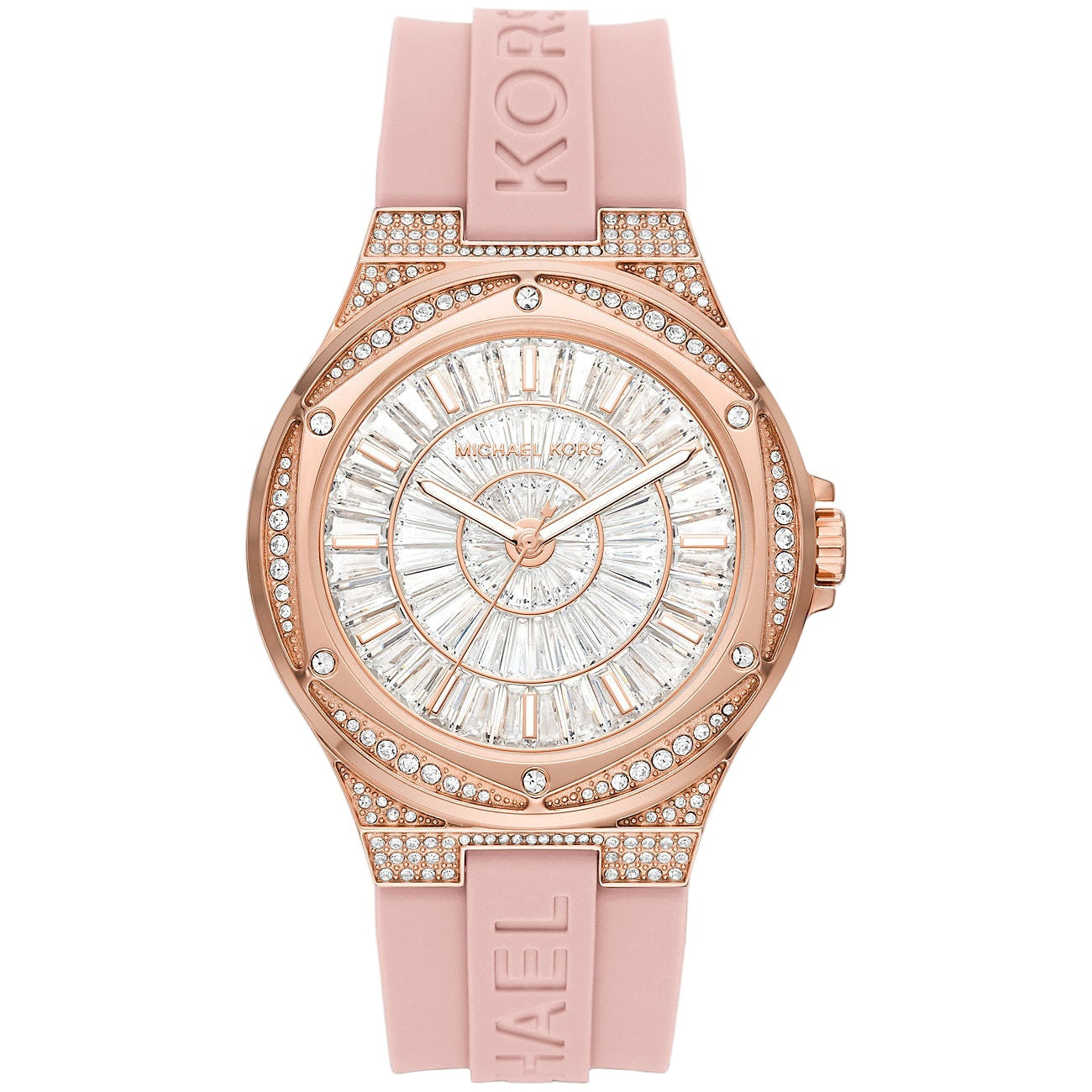 Michael Kors Oversized Lennox Pavé Rose Gold-Tone and Silicone Watch