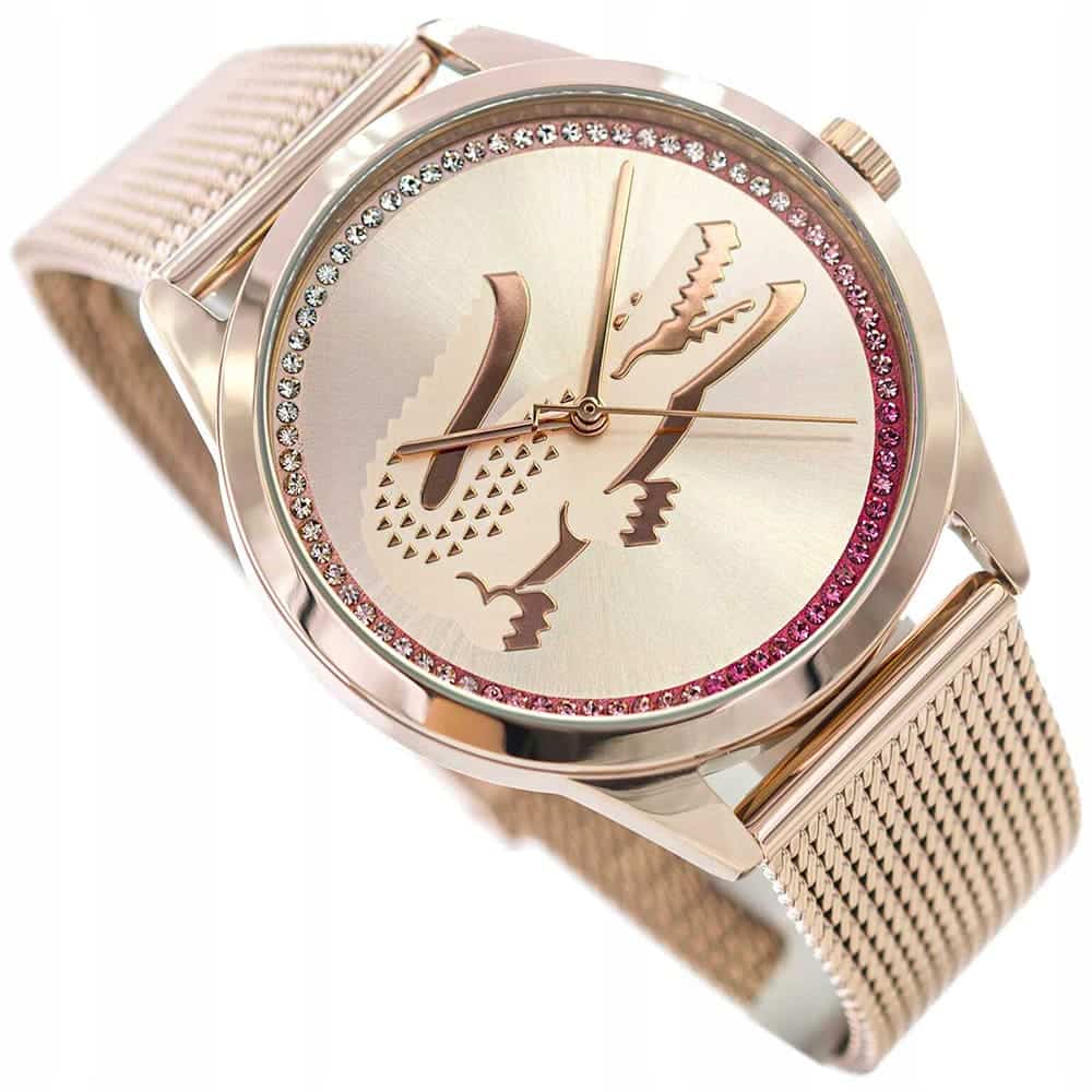 Lacoste Women's Rose Gold-Tone Mesh Watch with Iconic Crocodile Dial 🐊💖⏱️
