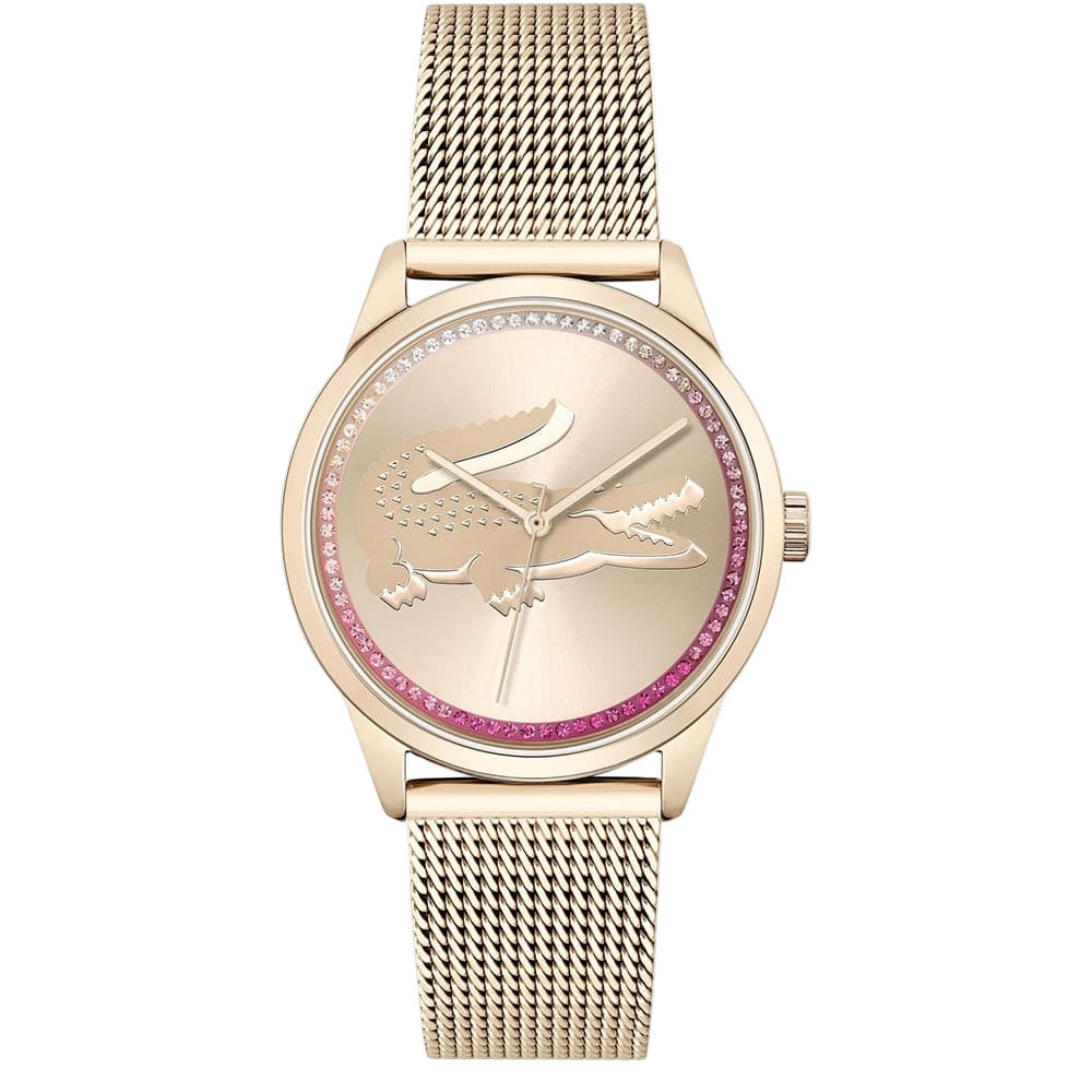 Lacoste Women's Rose Gold-Tone Mesh Watch with Iconic Crocodile Dial 🐊💖⏱️