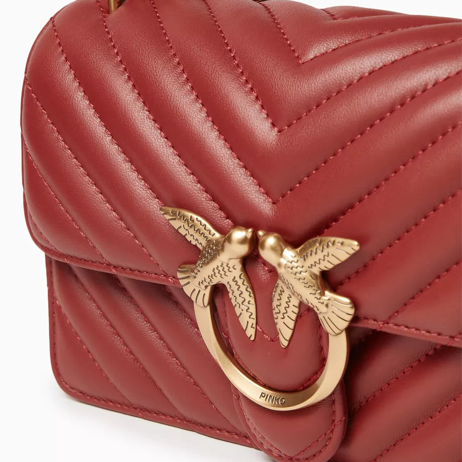 Pinko Love Bag Puff in Red Quilted Leather with Gold Birds 💖🕊️✨