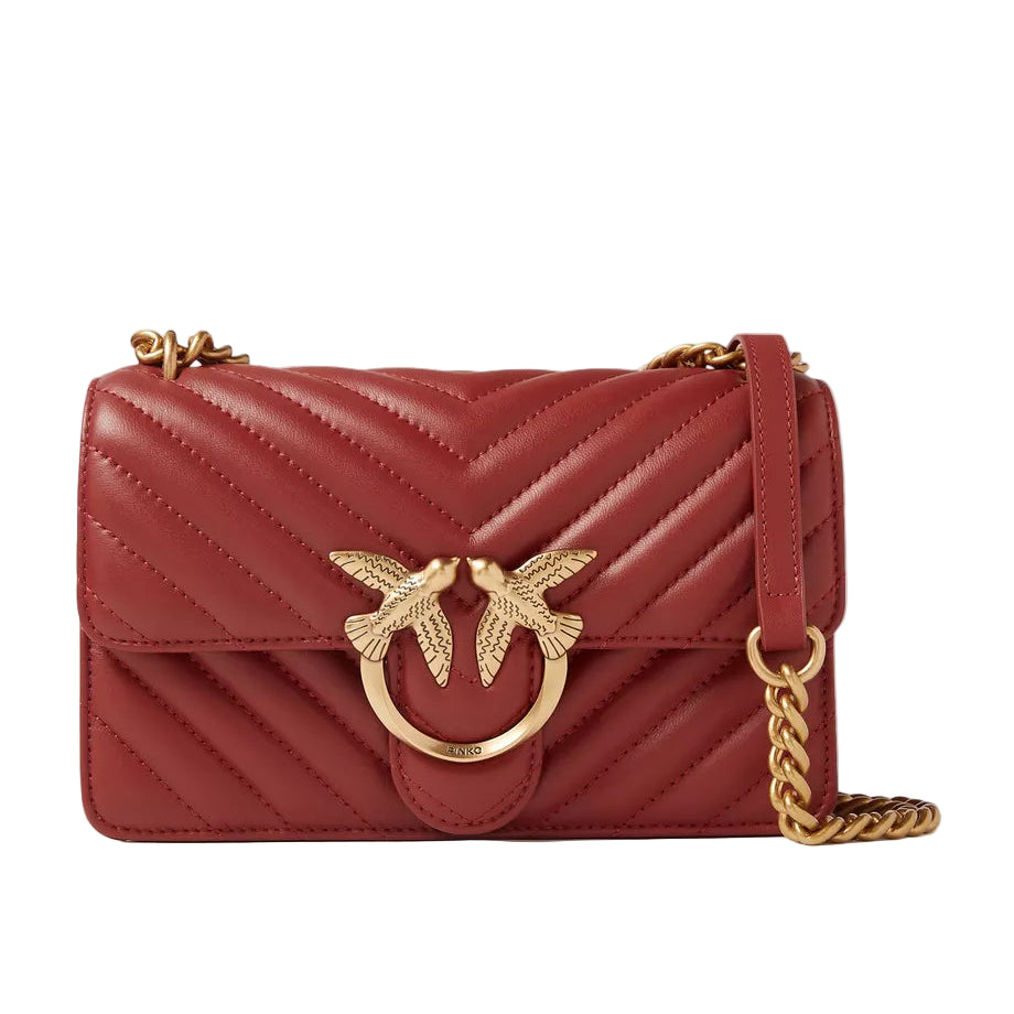 Pinko Love Bag Puff in Red Quilted Leather with Gold Birds 💖🕊️✨