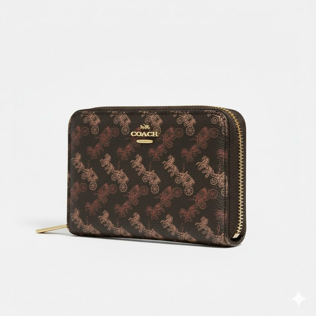 Coach Horse & Carriage Print Zip-Around Wallet 🎠💖🔒