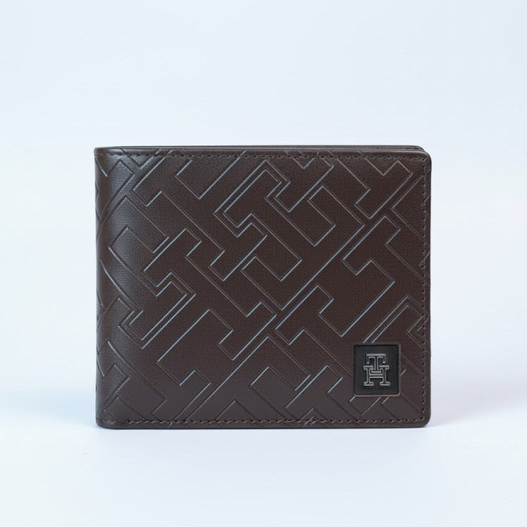 Tommy Hilfiger Brown Monogram Embossed Bi-Fold Wallet 🤎💼🛡️