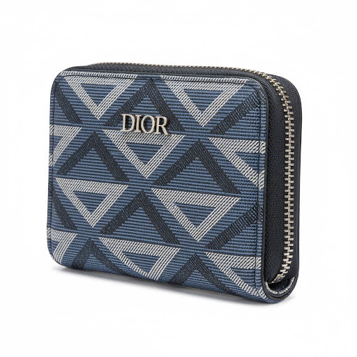 Dior Oblique Jacquard Canvas Compact Wallet 💙🔺🔒