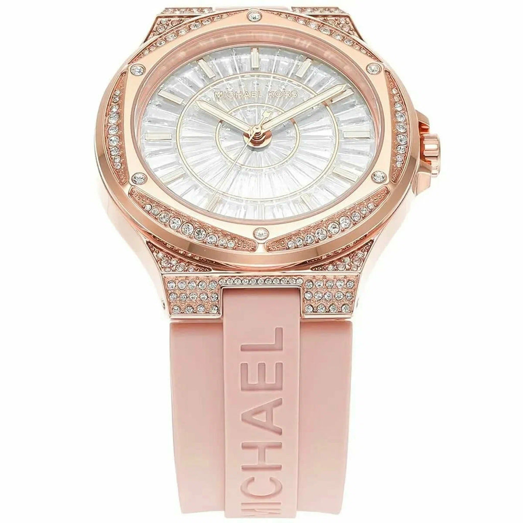Michael Kors Oversized Lennox Pavé Rose Gold-Tone and Silicone Watch
