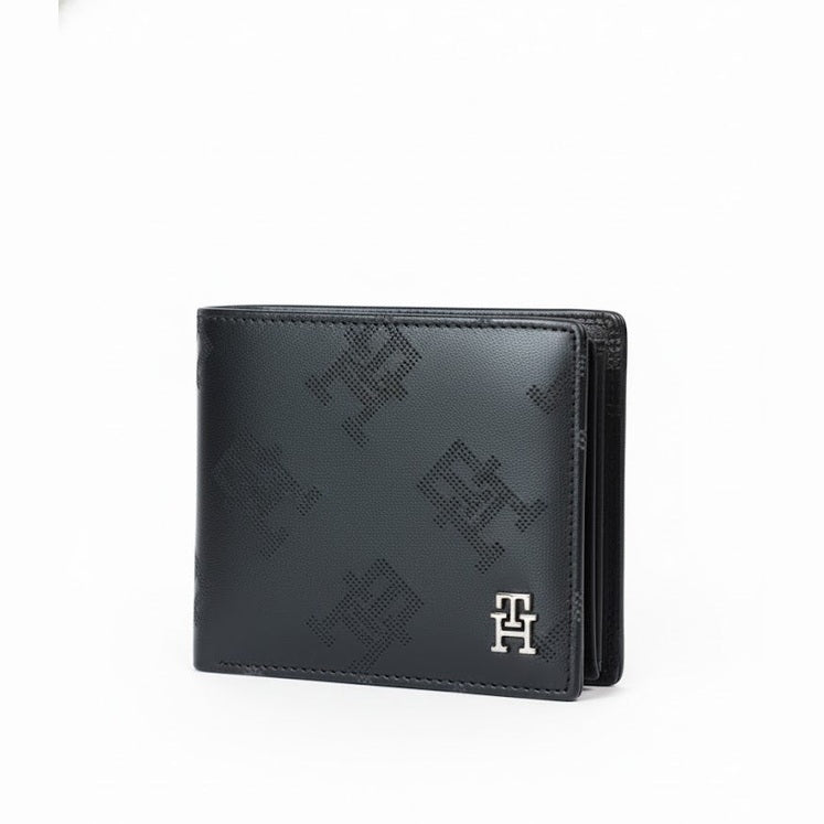 Tommy Hilfiger Black Leather Monogram Wallet with Metal Logo ⚫️🔠💼