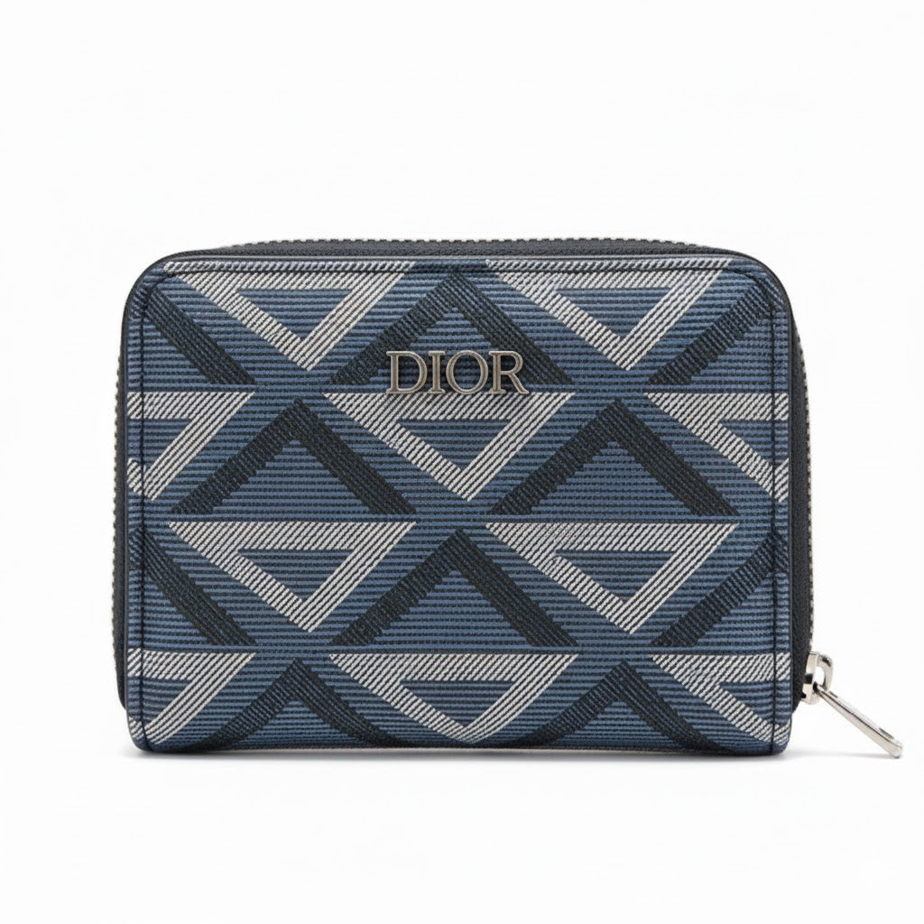 Dior Oblique Jacquard Canvas Compact Wallet 💙🔺🔒