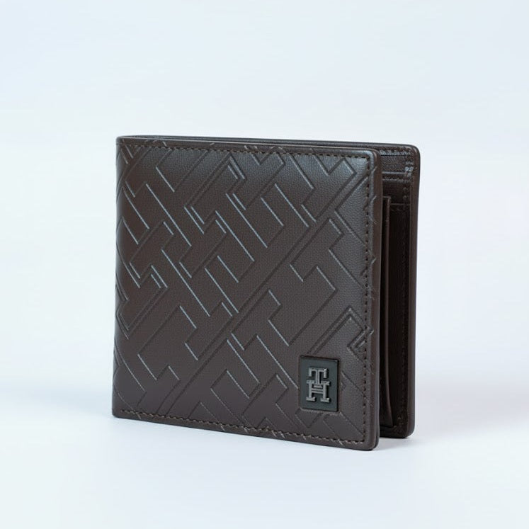 Tommy Hilfiger Brown Monogram Embossed Bi-Fold Wallet 🤎💼🛡️