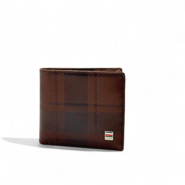 🤎 Tommy Hilfiger Men's Brown Bifold Wallet with Subtle Plaid Pattern 🏴󠁧󠁢󠁳󠁣󠁴󠁿