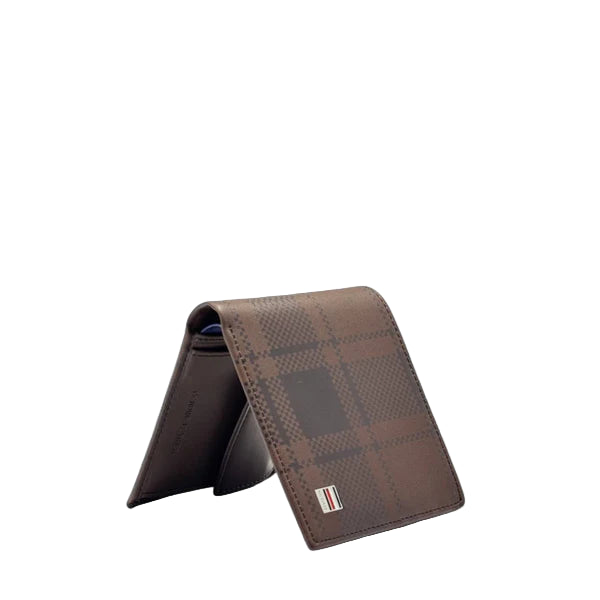 🤎 Tommy Hilfiger Men's Brown Bifold Wallet with Subtle Plaid Pattern 🏴󠁧󠁢󠁳󠁣󠁴󠁿