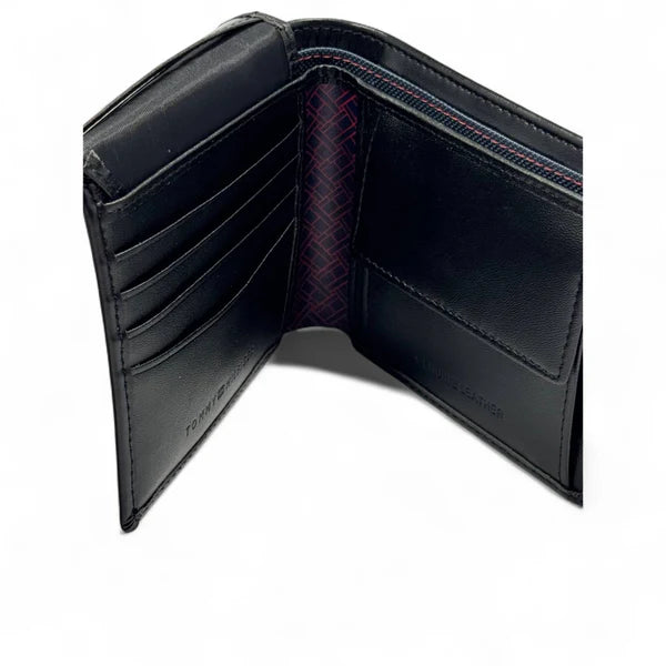 Tommy Hilfiger Men's RFID Black Leather Wallet with Embossed Logo 🖤✨💳