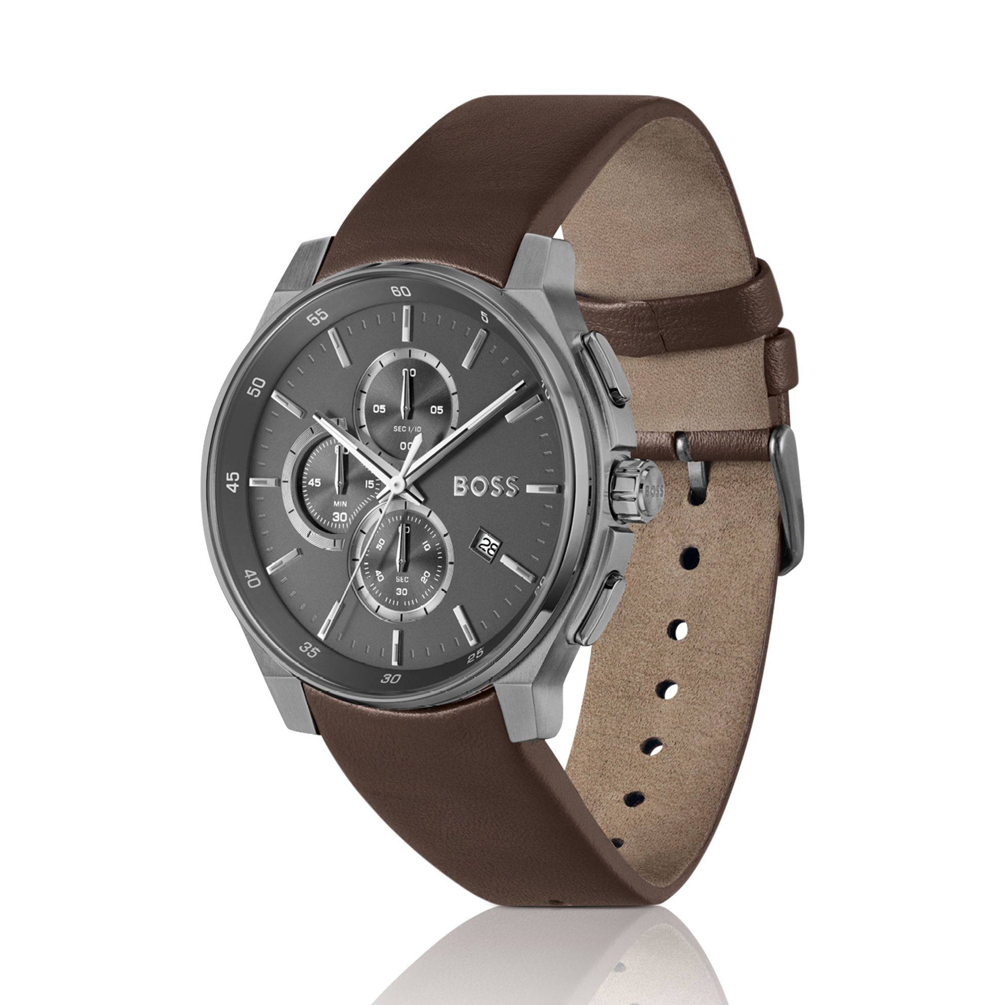BOSS Grand Prix Chronograph Watch with Leather Strap ⌚💼👔