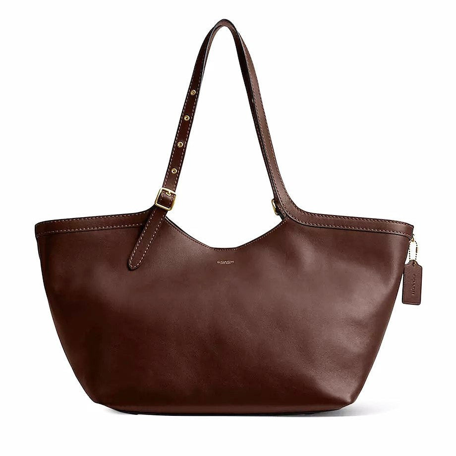 🍒 COACH Leather Tote Bag Cherry Charm Gold Hardware 🤎✨👜