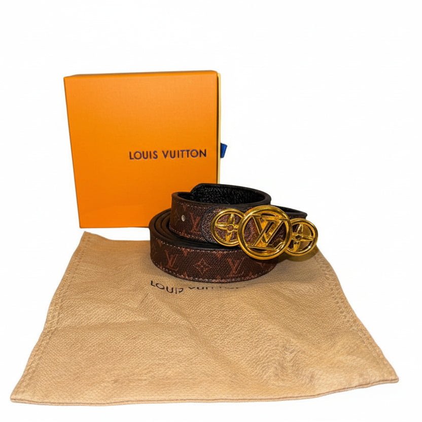 Louis Vuitton Monogram Reversible Belt with Triple Gold Buckle ✨ LV 👜