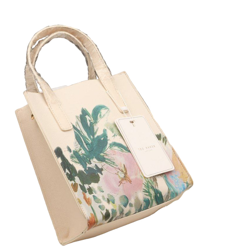 🌿 Ted Baker London Saffiano Mini Tote Abstract Floral 💐✨🤍