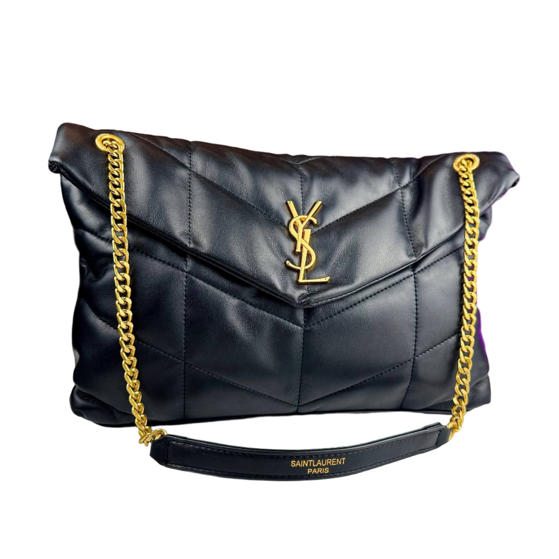 Saint Laurent Loulou Puffer Small Shoulder Bag Black Gold YSL 🖤✨👑