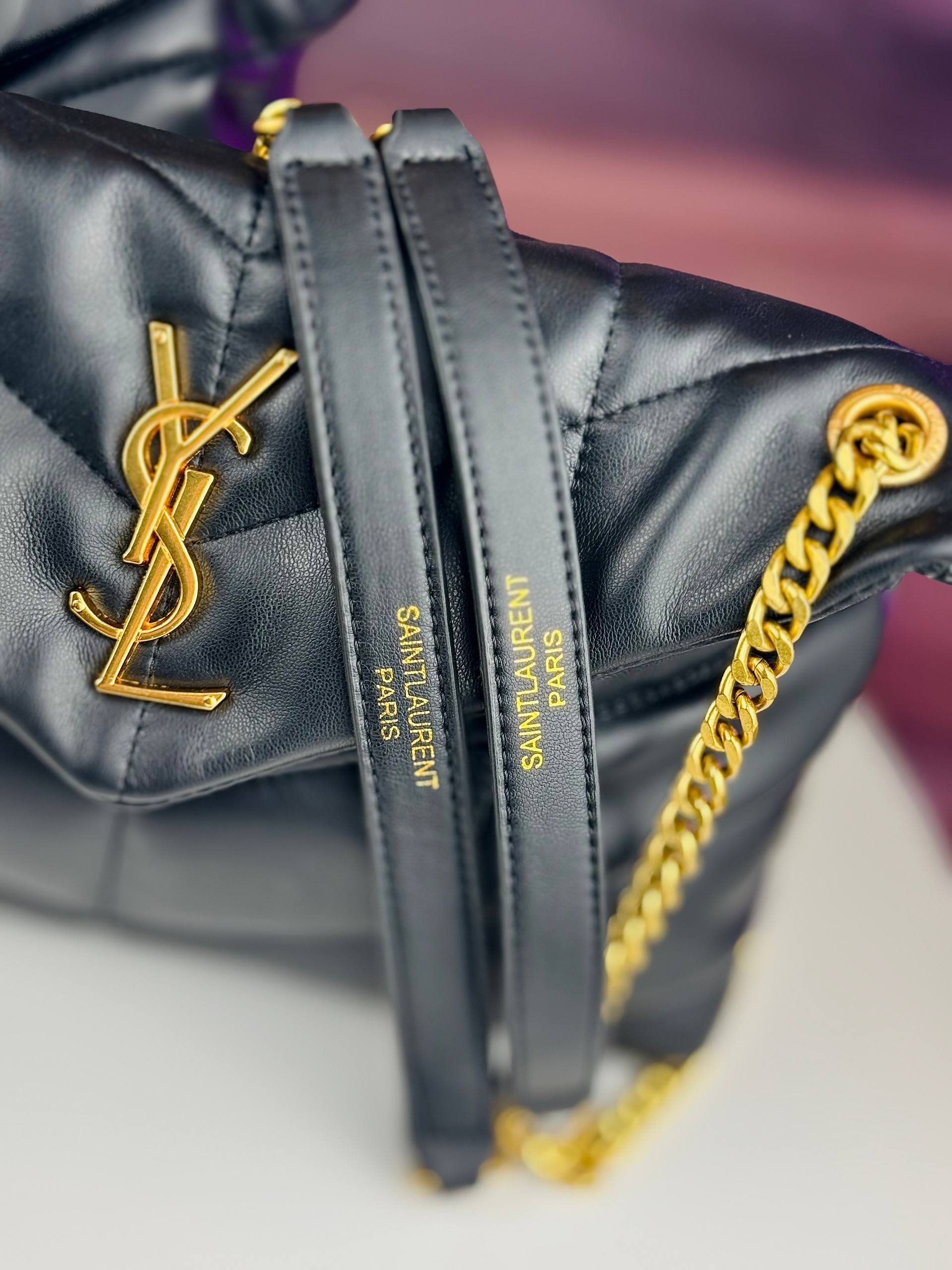 Saint Laurent Loulou Puffer Small Shoulder Bag Black Gold YSL 🖤✨👑