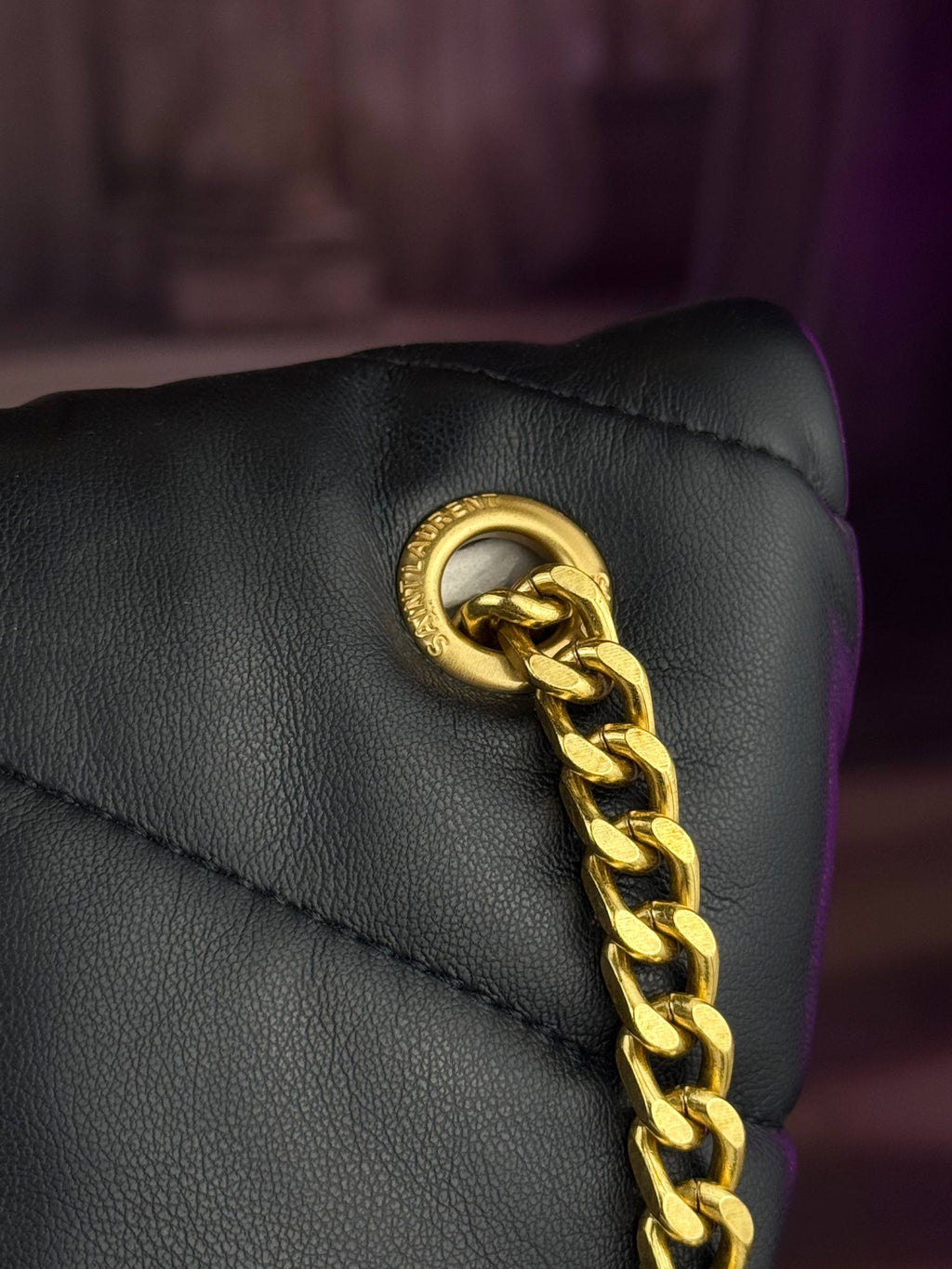 Saint Laurent Loulou Puffer Small Shoulder Bag Black Gold YSL 🖤✨👑