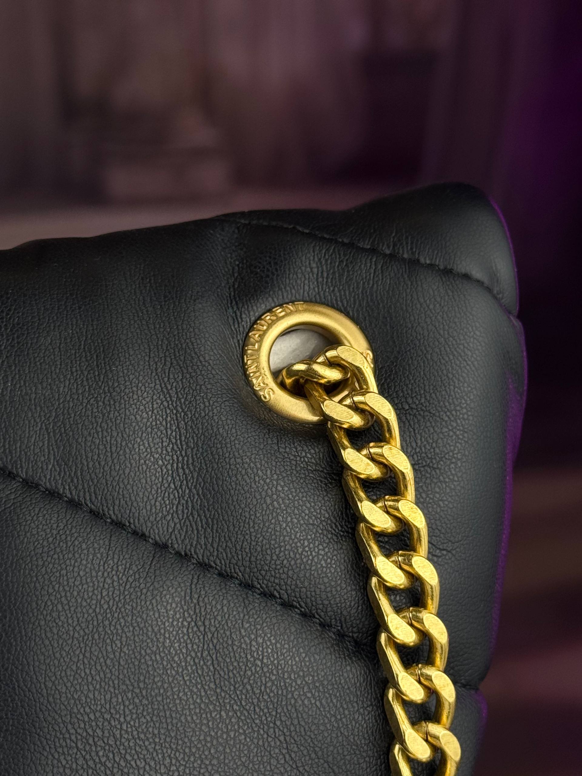 Saint Laurent Loulou Puffer Small Shoulder Bag Black Gold YSL 🖤✨👑