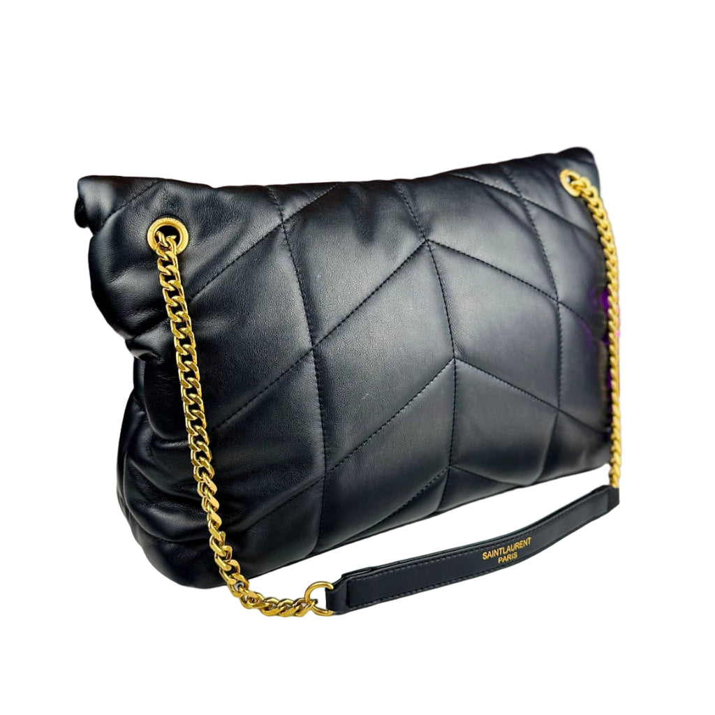 Saint Laurent Loulou Puffer Small Shoulder Bag Black Gold YSL 🖤✨👑