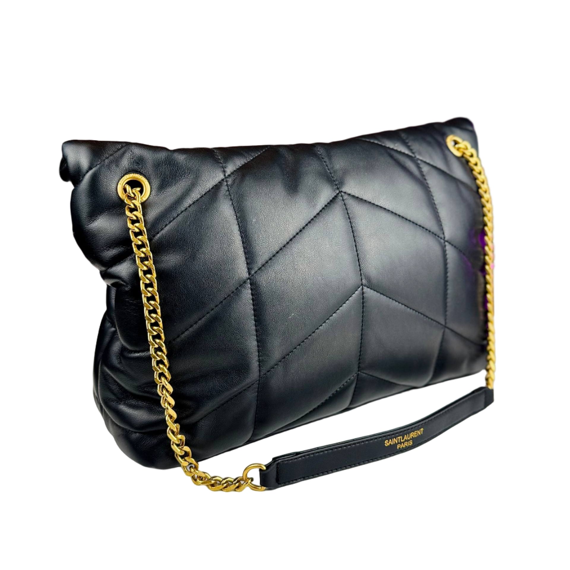 Saint Laurent Loulou Puffer Small Shoulder Bag Black Gold YSL 🖤✨👑