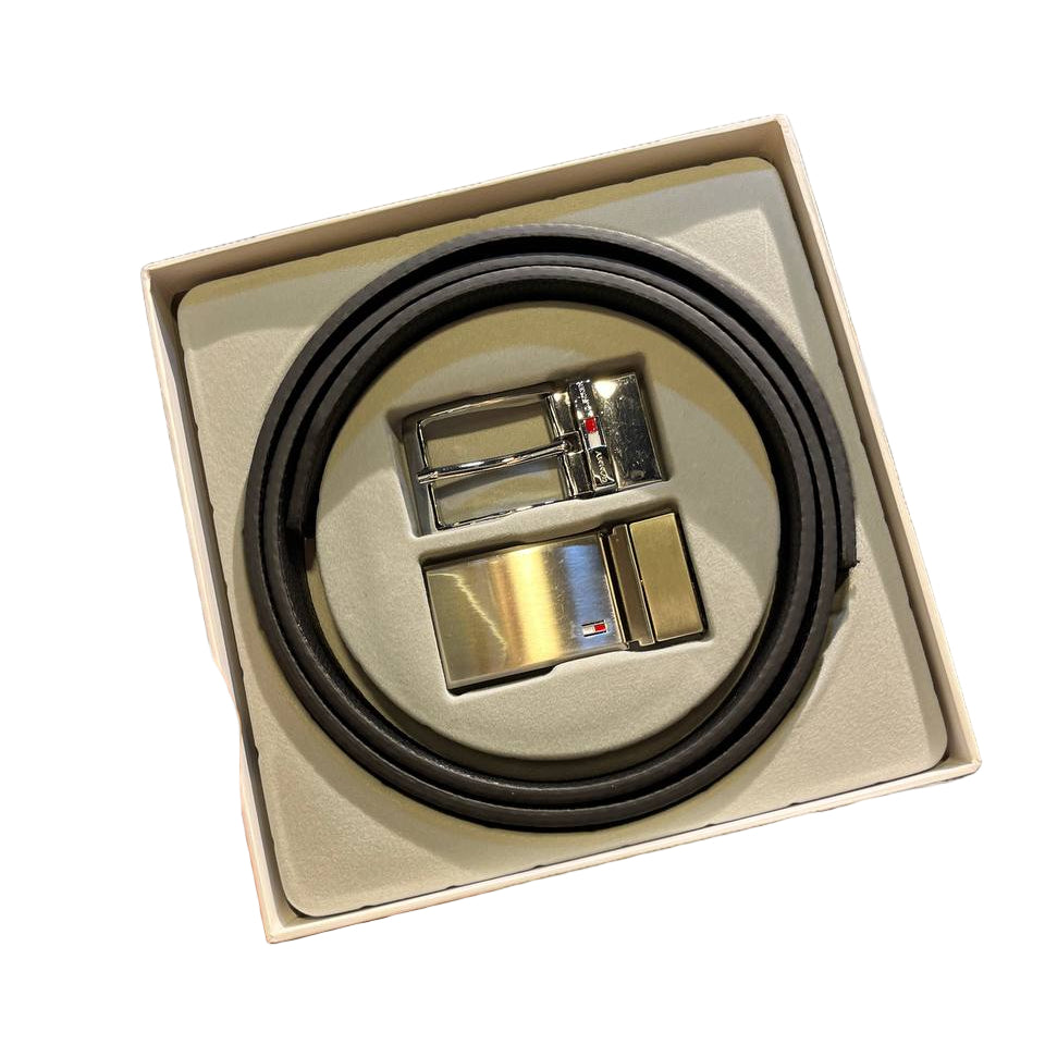 Tommy Hilfiger Reversible Leather Belt and Two Buckle Gift Set 🇺🇸🔄🎁