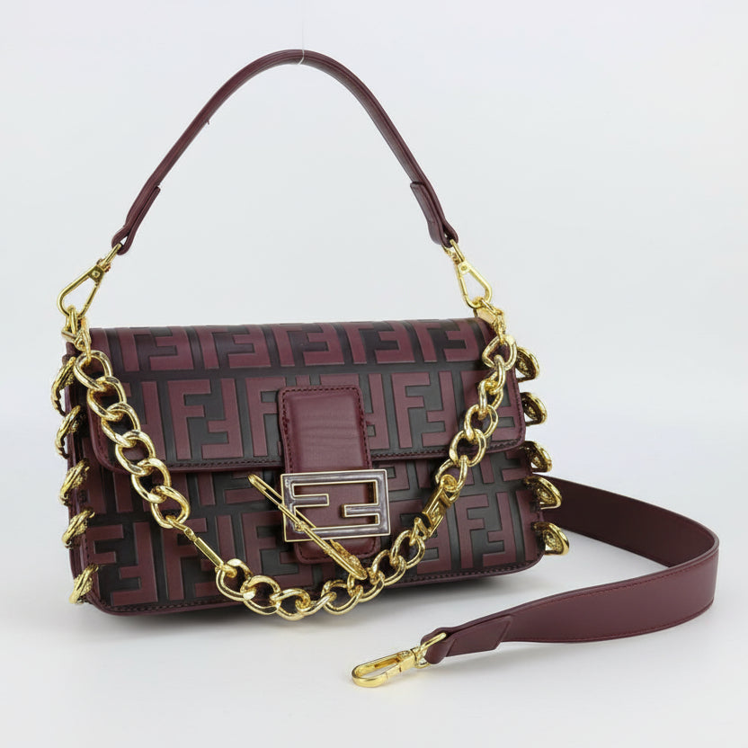 Fendi Monogram Baguette with Gold Chain Detail 👜✨