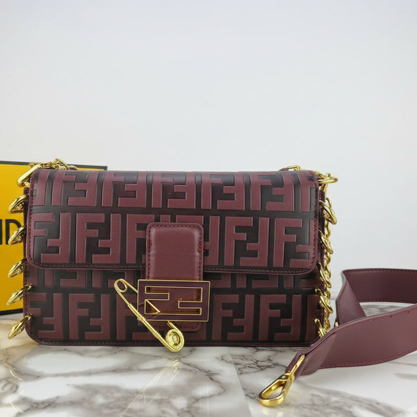 Fendi Monogram Baguette with Gold Chain Detail 👜✨