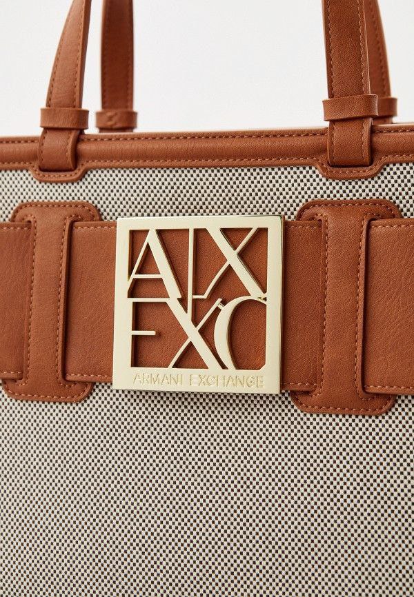 💼 Armani Exchange Two-Tone Tote Gold Logo Buckle ✨🤍🤎