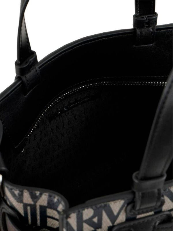🖤 Armani Exchange Logo Print Tote Black Monogram 💼✨🏙️