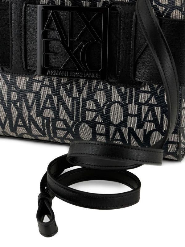 🖤 Armani Exchange Logo Print Tote Black Monogram 💼✨🏙️