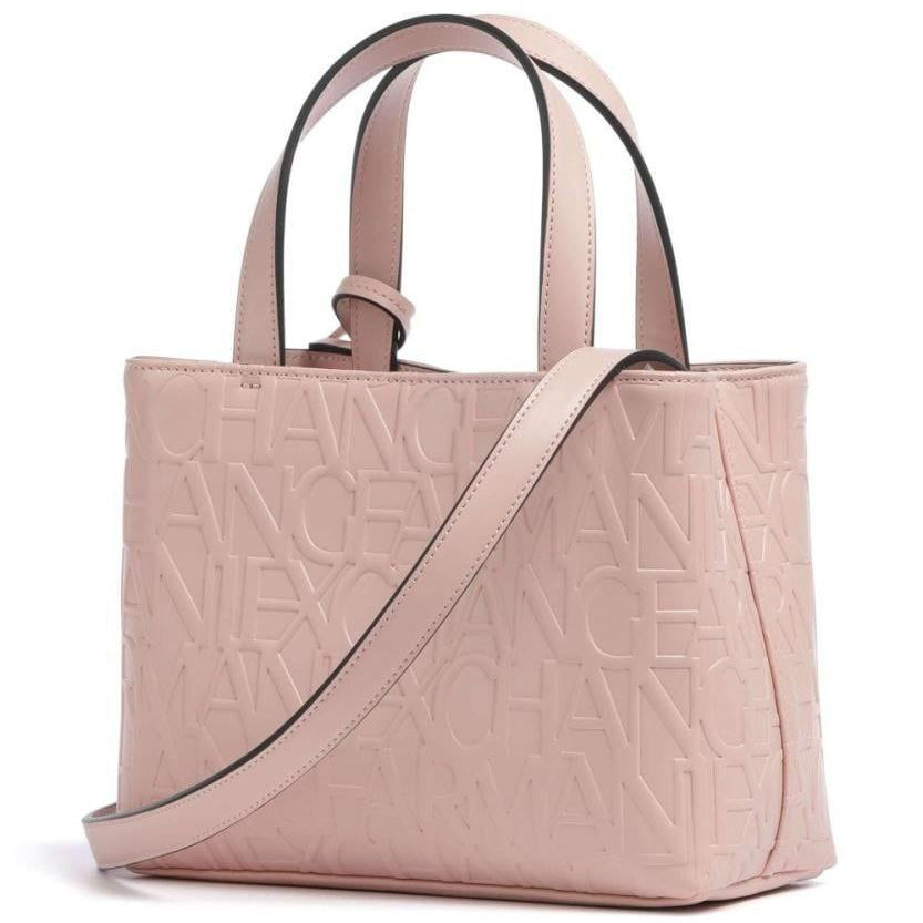 🌸 Armani Exchange Mini Tote Blush Pink Embossed Logo 💖✨👜
