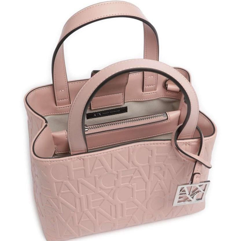 🌸 Armani Exchange Mini Tote Blush Pink Embossed Logo 💖✨👜