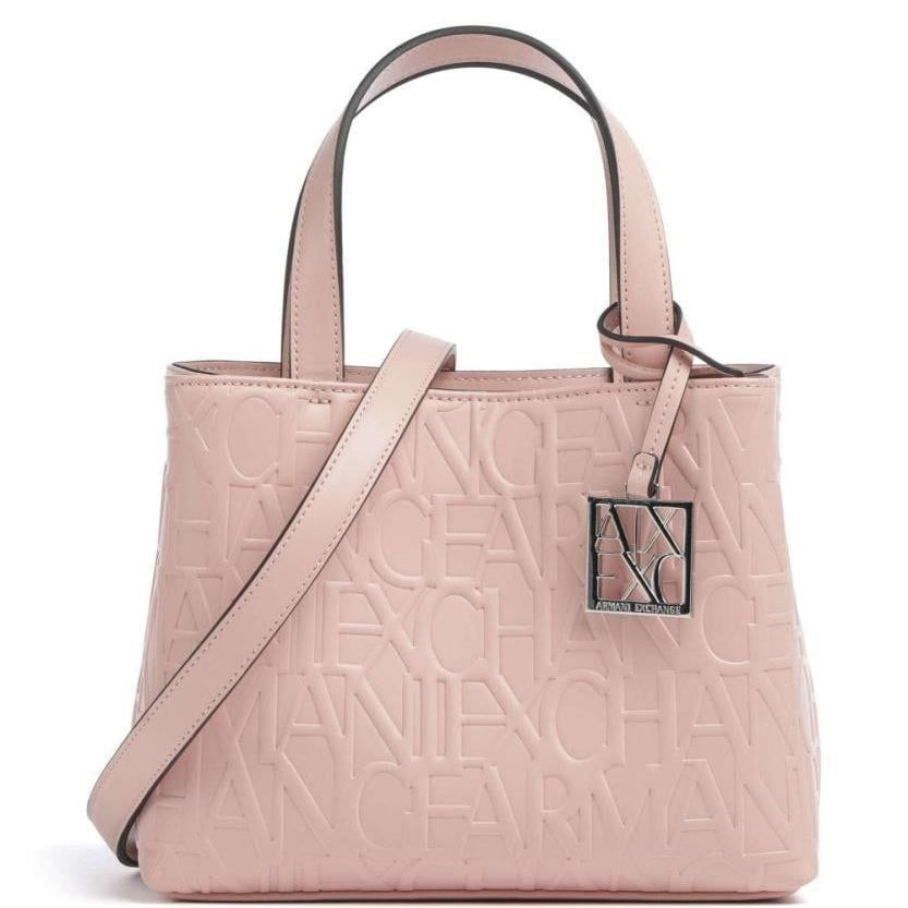 🌸 Armani Exchange Mini Tote Blush Pink Embossed Logo 💖✨👜