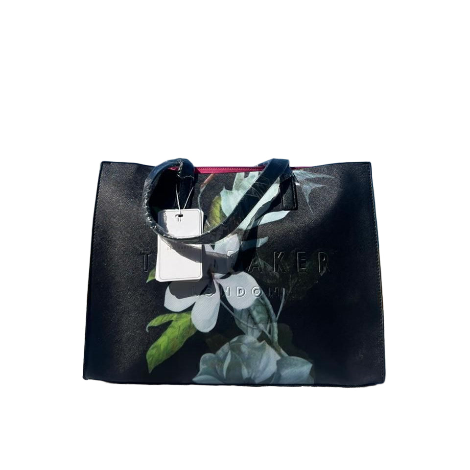 🖤 Ted Baker London Large Black Tote Magnolia Print 🌸✨💼