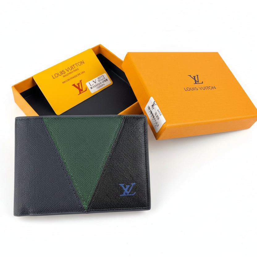 Louis Vuitton Gasper Wallet in Taiga Leather with Tri-Color V Motif 💼 🖤 💚