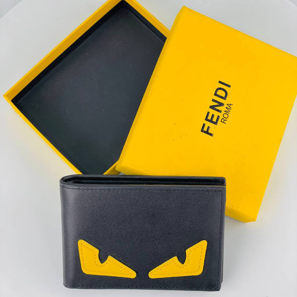 Fendi Monster Eyes Bifold Leather Wallet 🖤💛👁️