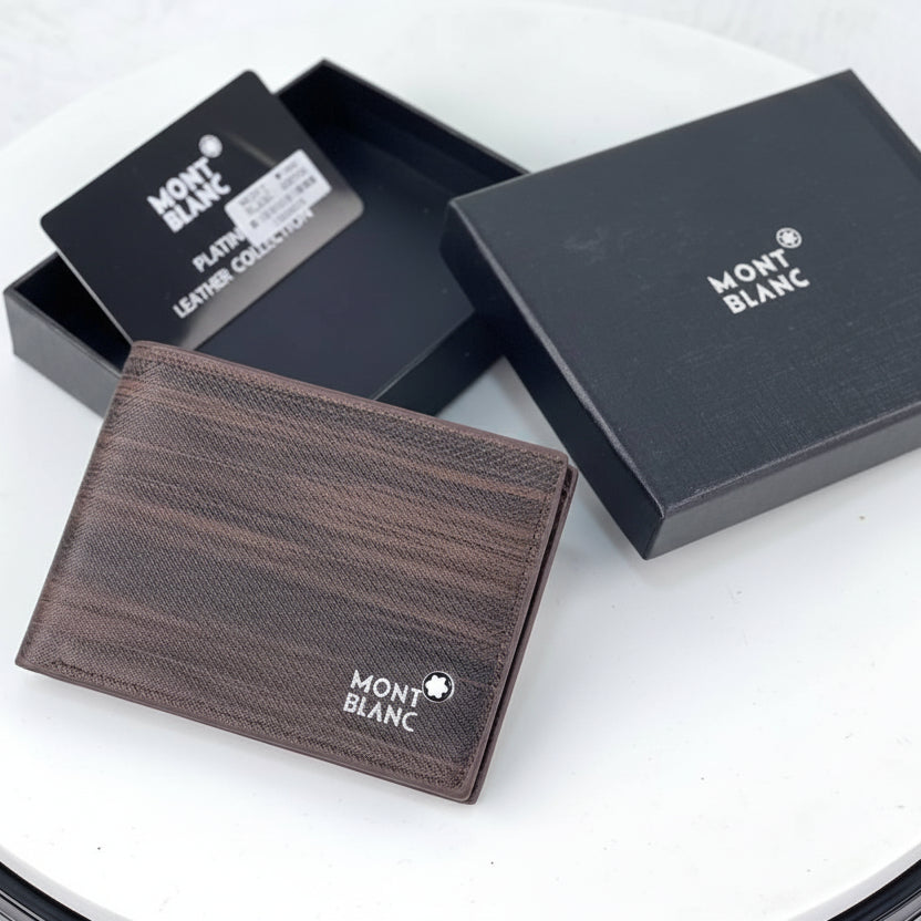 Montblanc Brown Wood Grain Textured Leather Wallet 💼✨🌟