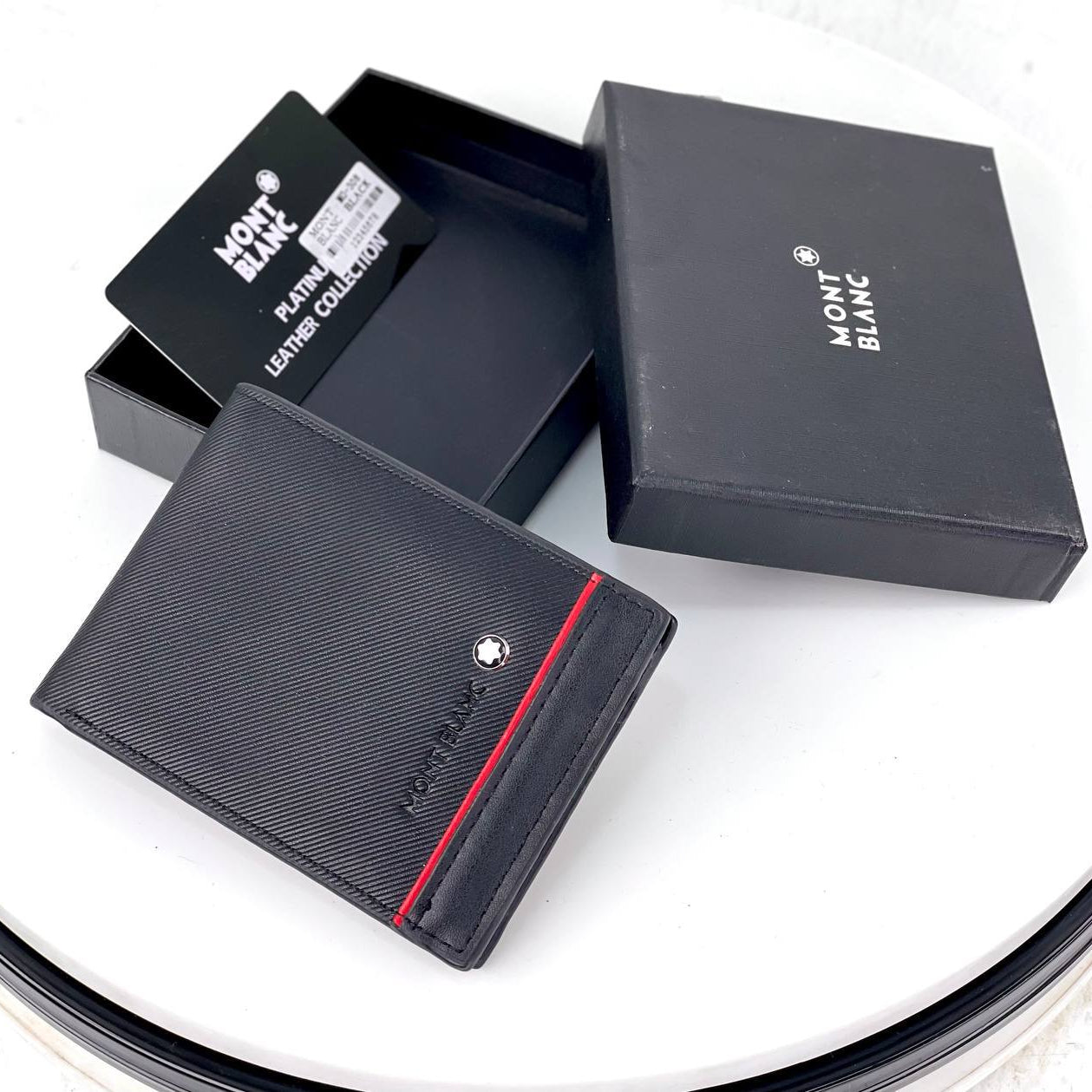 Montblanc Leather Bifold Wallet with Bold Crimson Racing Stripe 💼✨🏔️