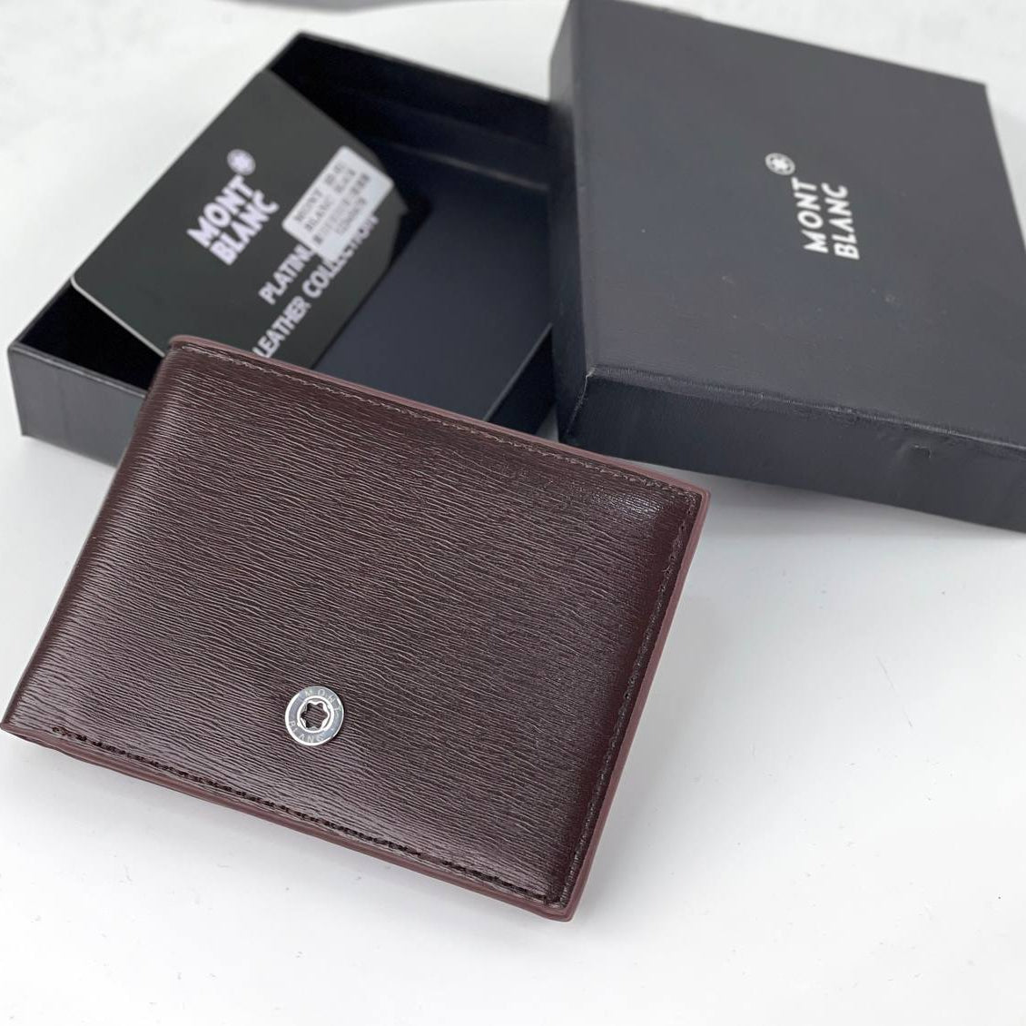 Montblanc Textured Leather Bifold Wallet in Mahogany 💼 ✨ 🖋️