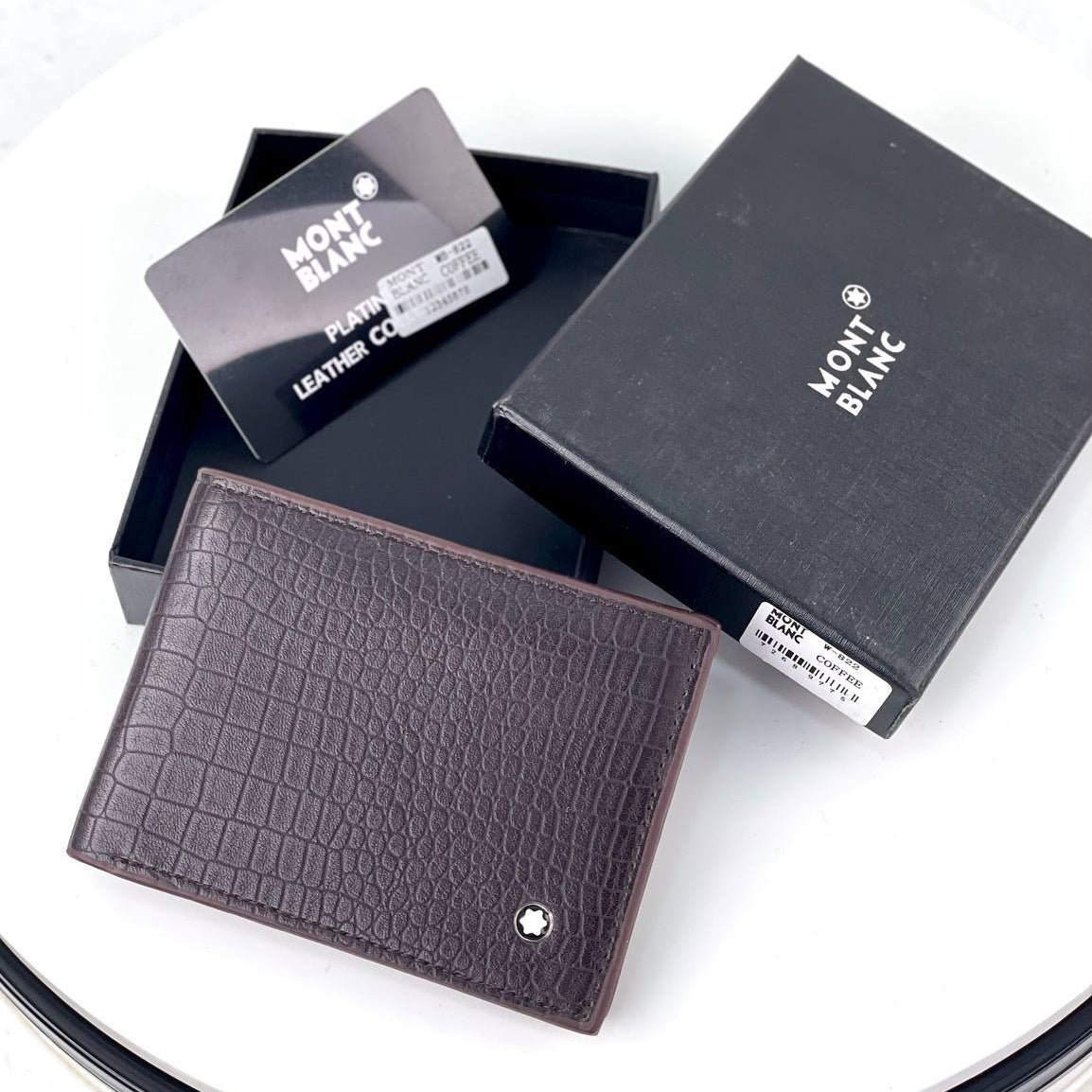 Montblanc Coffee Brown Croc-Embossed Leather Wallet 💼✨☕