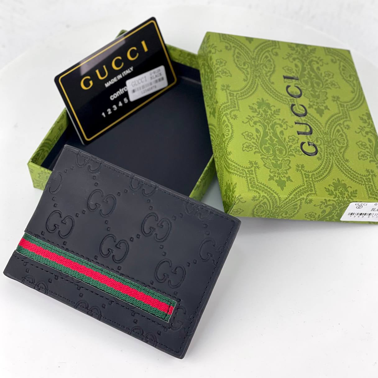 Gucci Signature Leather Wallet with Web Stripe 🖤 🇮🇹 💳
