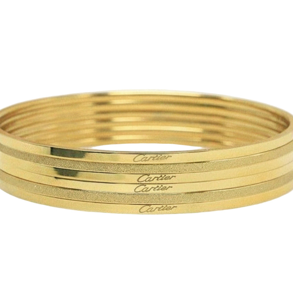 Cartier-Style Stacked Golden Dual-Texture Bangles Set 👑✨🌟