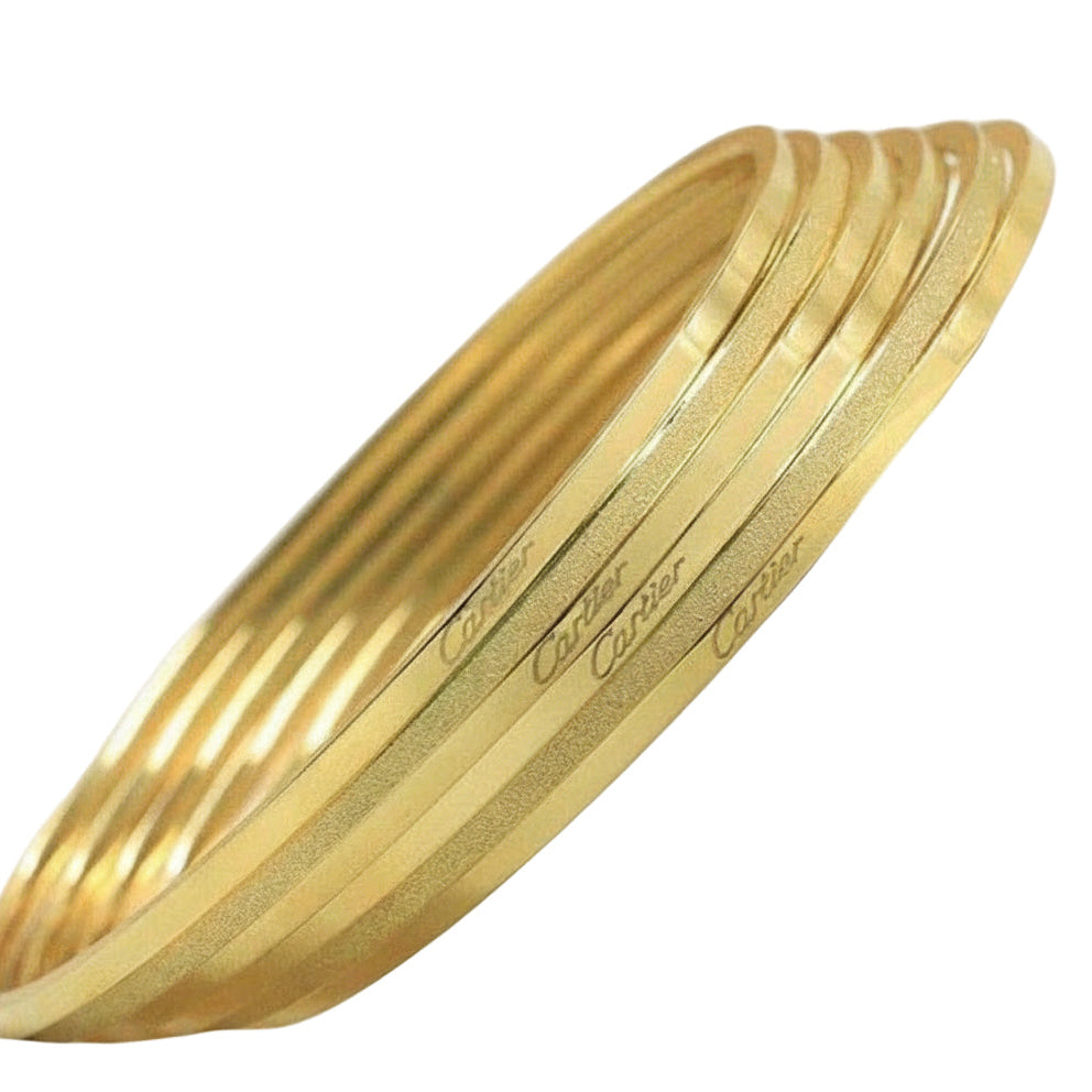 Cartier-Style Stacked Golden Dual-Texture Bangles Set 👑✨🌟
