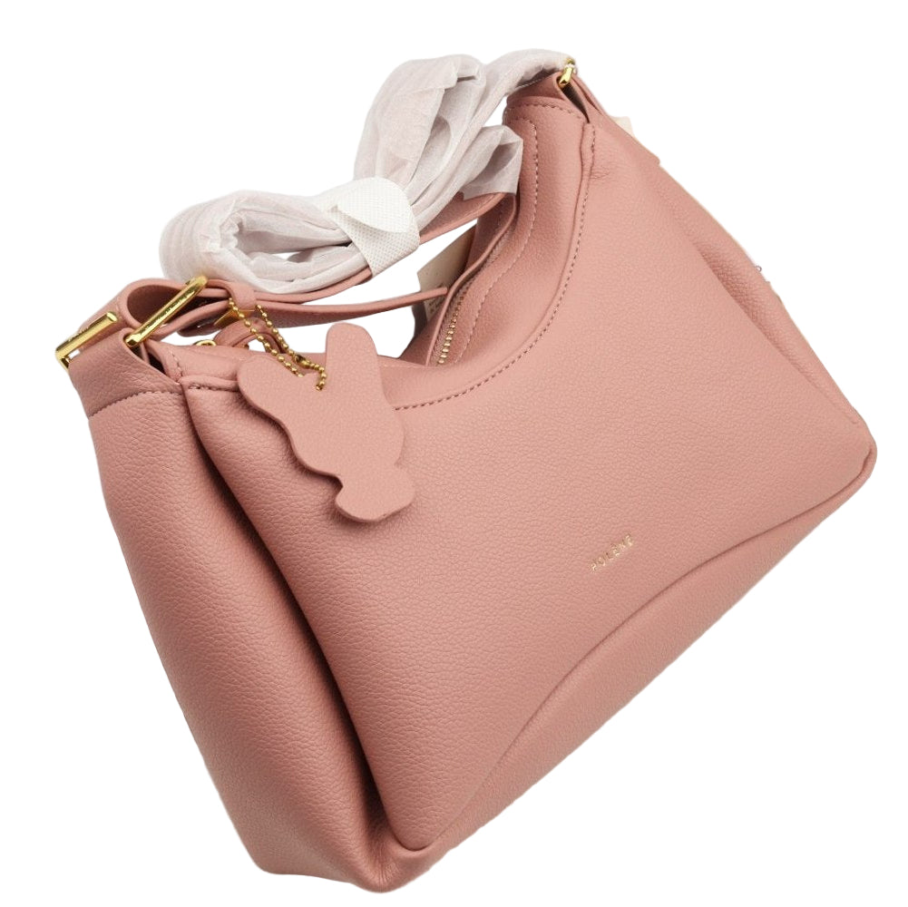 🌸 Polene Pink Shoulder Bag with Bunny Charm 🐰💖✨