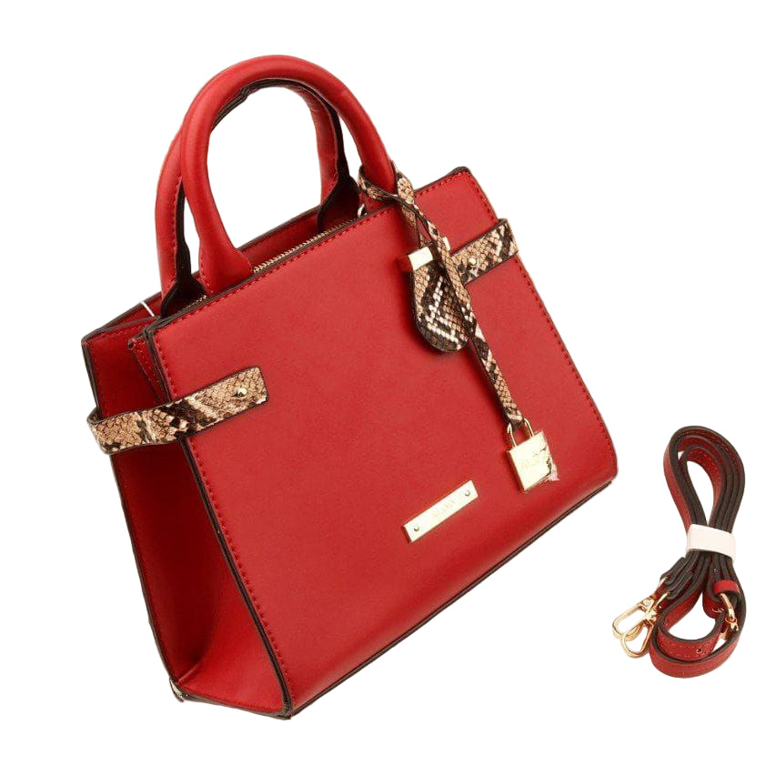👜 ALDO Structured Red Top-Handle Bag with Snakeskin Accents ❤️✨