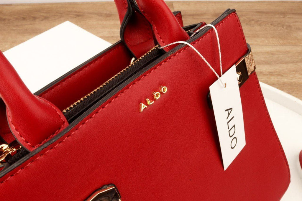 👜 ALDO Structured Red Top-Handle Bag with Snakeskin Accents ❤️✨